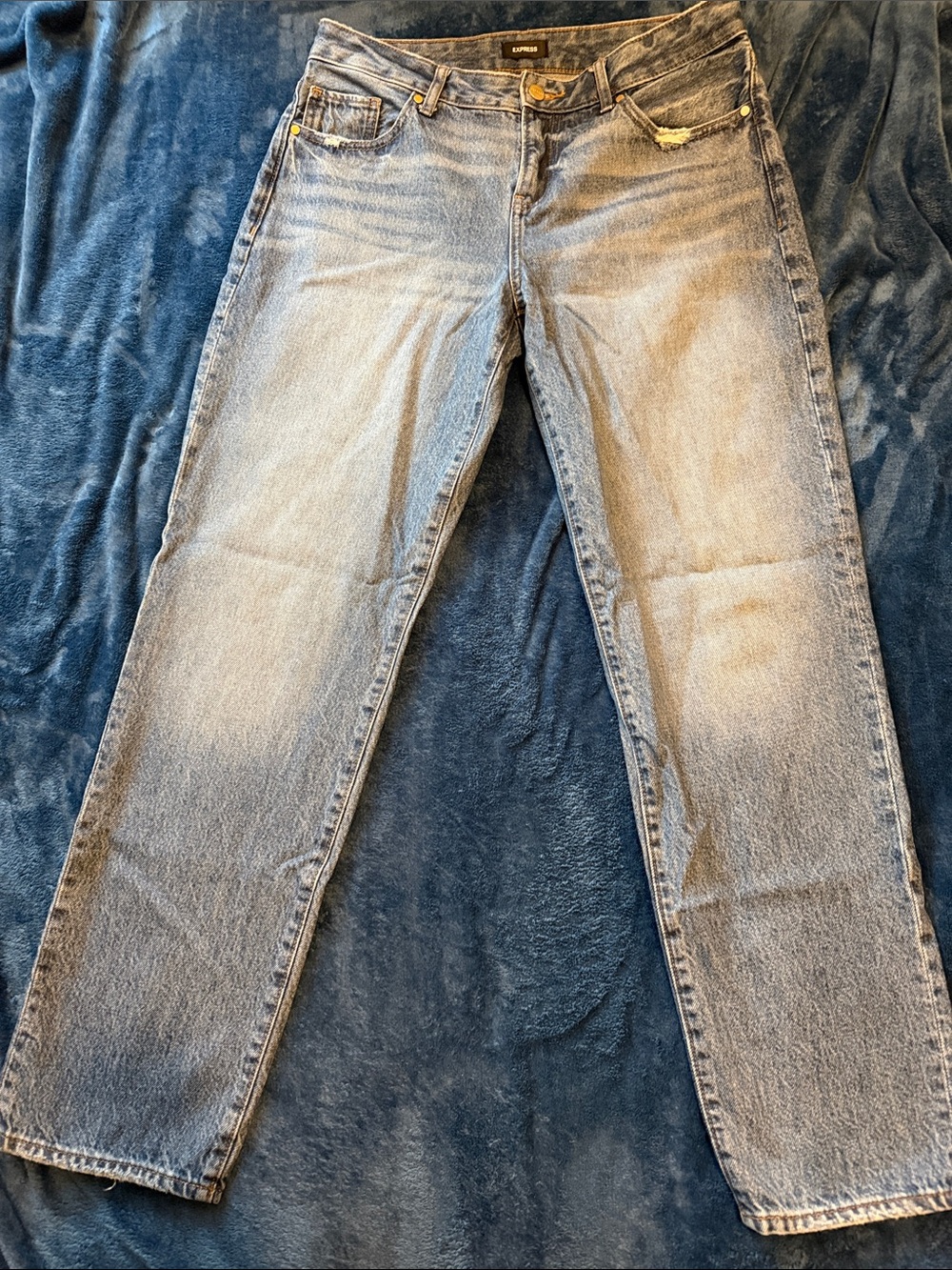 Express Light Blue Straight Leg Jeans